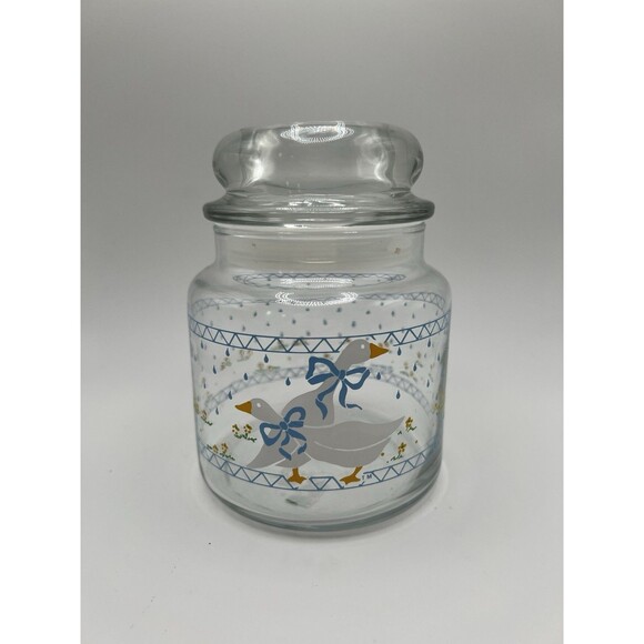 Vintage  Ribbon Country Goose Duck Storage Canister and Lid Set - Picture 1 of 4